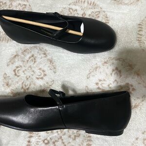 clarks black leather flats